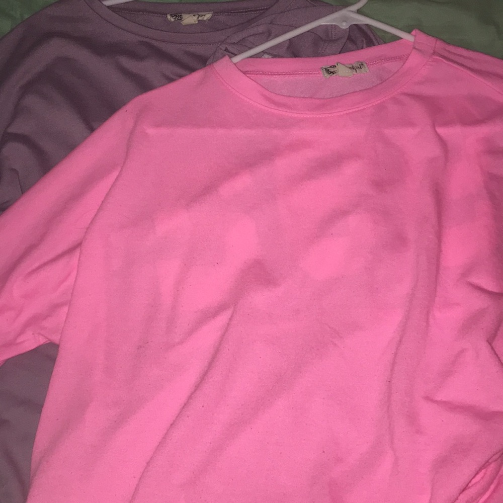 Two long sleeve “distressed” shirts